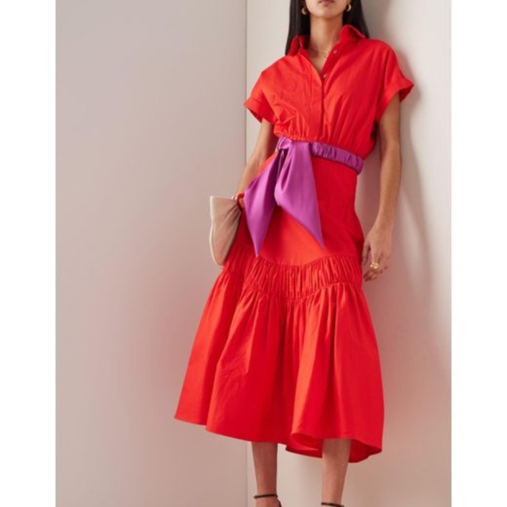Silvia Tcherassi Red and Purple Midi Dress